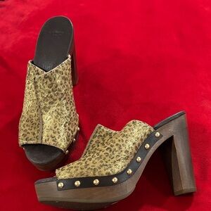 UGG Leopard Print Mules with Studded Accents